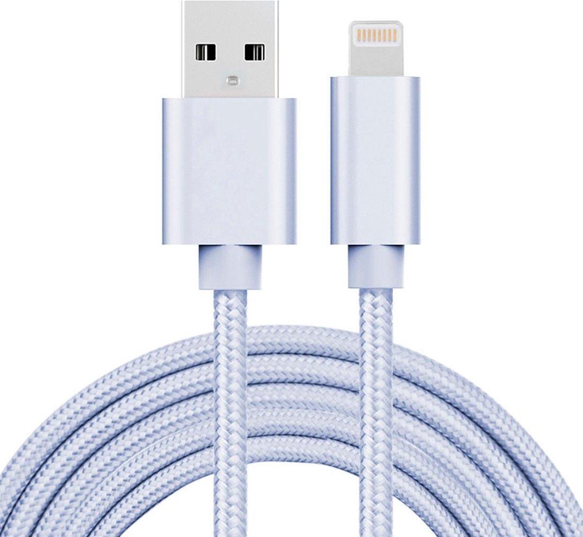 Image of 2m 3A geweven stijl metalen kop 8 pins USB data / oplader kabel, voor iPhone XR / iPhone XS MAX / iPhone X & XS / iPhone 8 & 8 Plus / iPhone 7 & 7 Plus / iPhone 6 & 6s & 6 Plus & 6s Plus / iPad (zilver)