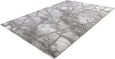 Lalee Marmaris Vloerkleed Superzacht Shiny 3D effect Marmerlook betonlook Tapijt laag polig Karpet maat 80x150 cm loper Zilver