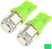 T10 Green 5 LED 5050 SMD Autosignaal gloeilamp (paar) (groen)