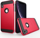 Geborsteld textuur, schokbestendig, robuust harnas, beschermhoes voor iPhone XR (rood)