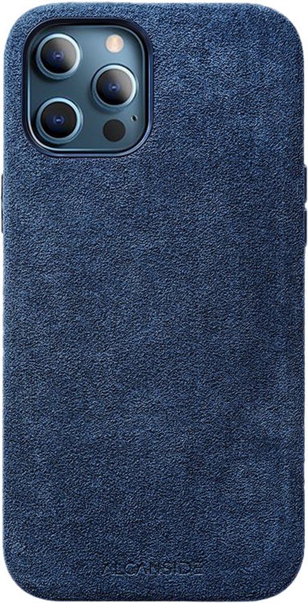 Alcanside Full Alcantara Backcover Hoesje - Geschikt voor Apple iPhone 12 Pro - Ocean Blue