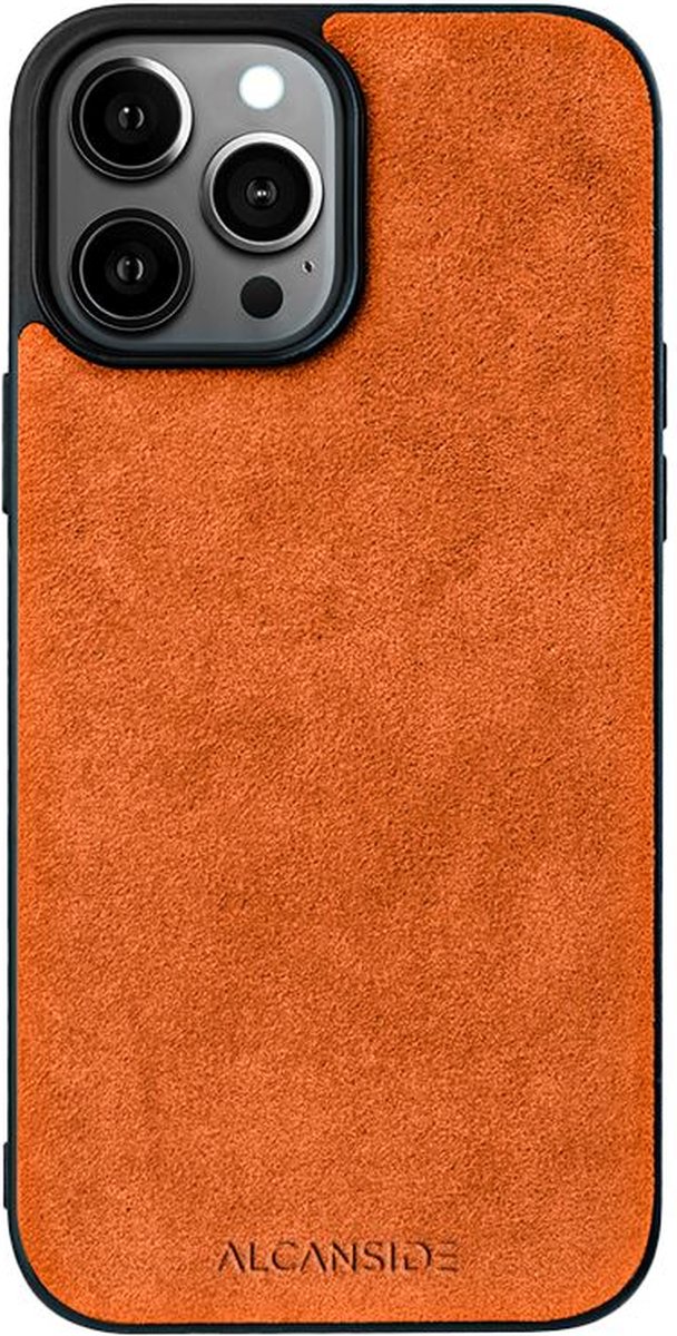 ALCANSIDE® Alcantara Hoesje Cover - Geschikt voor Apple iPhone X & XS - Gemaakt van Alcantara Leer - Hoesje - Oranje