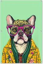 Affiche jardin - Toile jardin - Posters de jardin extérieur - Chien - Hippie - Animaux - Lunettes - 80x120 cm - Jardin