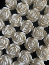 MinaCasa - Roos kaarsjes - wit met bladgoud - 10 stuks - bruiloft bedankjes - evenement bedankjes