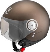 BEON B110 Motorhelm met vizier - Geschikt als Scooter Brommer Motor Snorfiets helm - Retro Vespa Scooterhelm - Volwassenen - L - Mat Brons - Jethelm incl Gratis helmtas