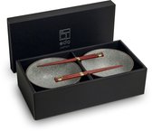Noodle Kommen Set - Edo Japan - Koishi Serviesset - 4 delig - Perfect voor 2 personen - Geleverd in een geschenkdoos! Cadeau Tip 2024!