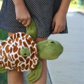 TX Store - Knuffel schildpad - Knuffel schildpad met baby - groen/wit - 32cm - gevuld met gerecycled materiaal - Knuffels - pluche knuffel