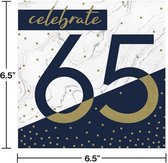 Servetten 65jaar navy- gold Celebrate 16st 65 jarige- versiering