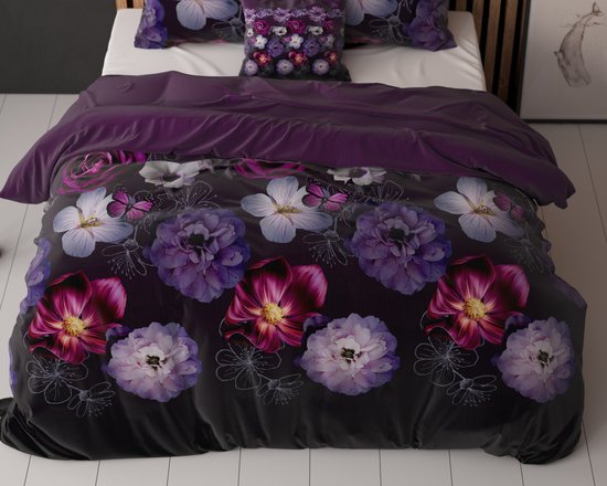Housse de couette Sleeptime Magic Flower - 140 x 200/220 + 1 taie d'oreiller 60 x 70 cm - Violet