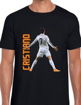 CR7 Uniseks T-Shirt - Zwart text oranje- Maat XL - Korte mouwen - Ronde hals - Normale pasvorm - Cristiano ronaldo - Voetbal - Voor mannen & vrouwen - Kado - Veldman prints & packaging