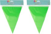 Party Vlaggenlijn - 2x - binnen/buiten - plastic - groen - 600 cm - 25 punt vlaggetjes