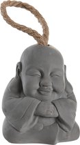 Items Deurstopper Boeddha beeld - 1.2 kilo gewicht - met oppak koord - cement grijs - 12 x 15 cm