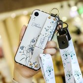 Kleurrijke geschilderde schokbestendige TPU + doek textuur Case voor iPhone XR, met polsband & houder & Lanyard (wit)