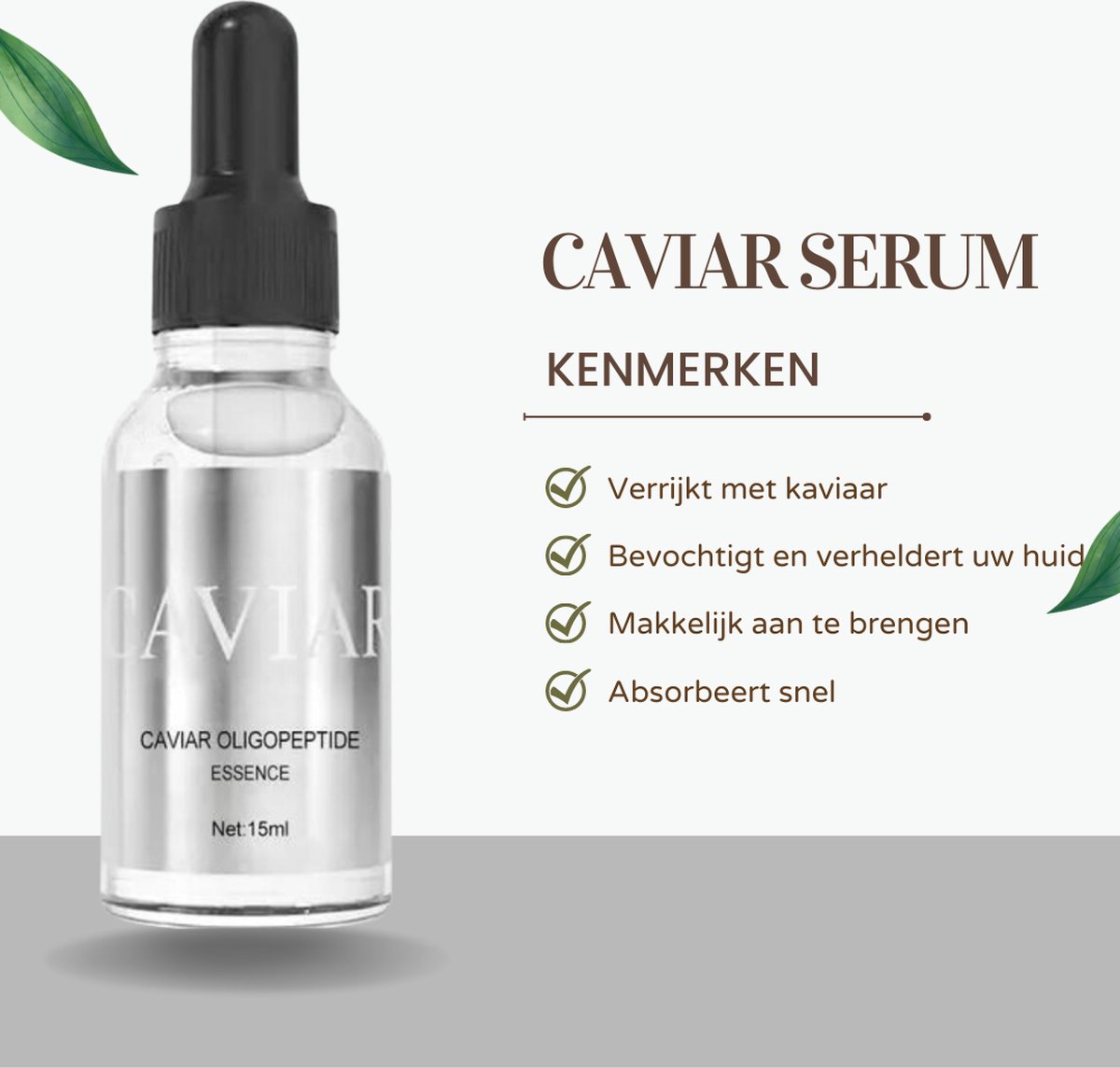 Caviar serum - Met Vitamine C - Serum gezichtsverzorging - 15 ml - Anti Rimpel - Hyaluronic - Kaviaar serum -