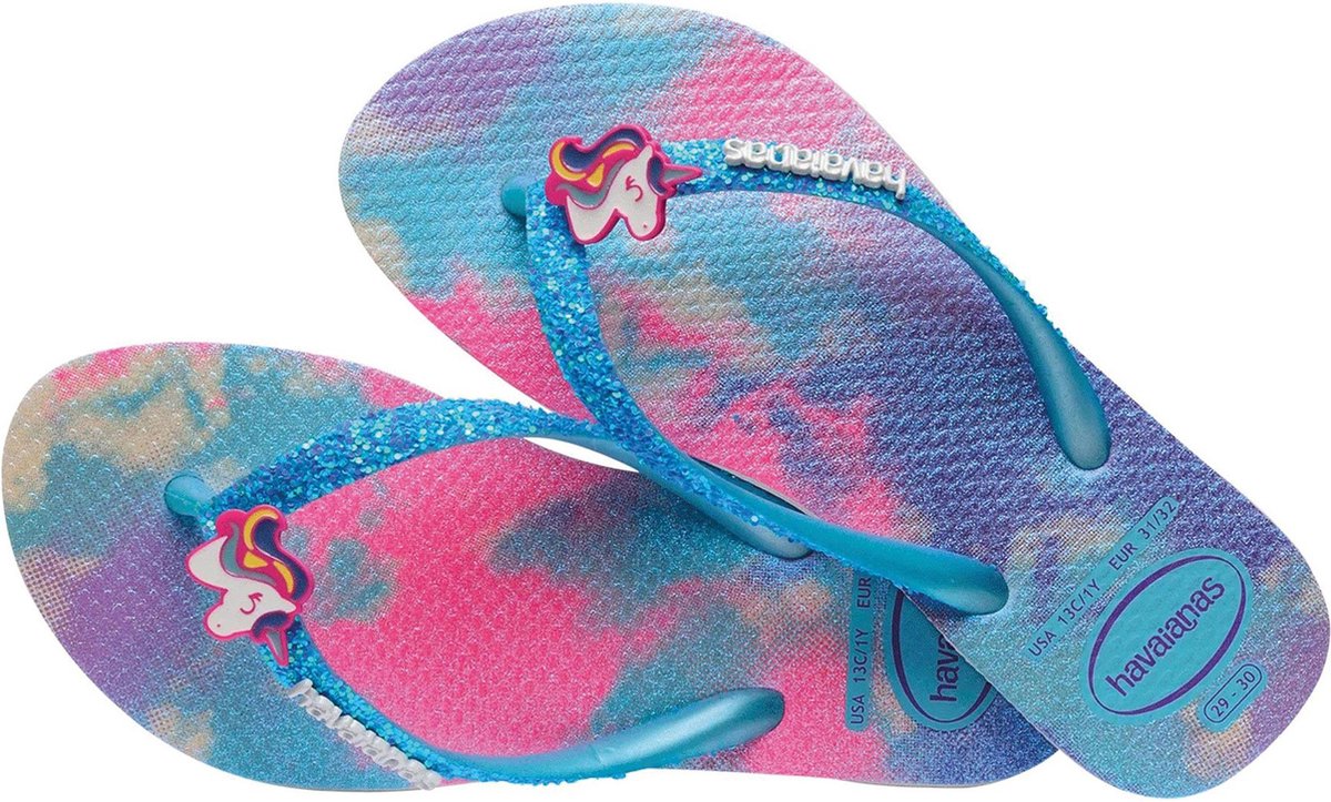 Havaianas Kids Slim Glitter Trendy Jongens Slippers - Wit/Blauw - Maat  25/26 | bol.