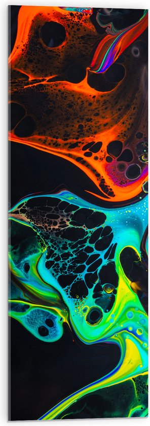 Acrylglas - Neonkleurige Patronen tegen Zwarte Achtergrond - 30x90 cm Foto op Acrylglas (Wanddecoratie op Acrylaat)