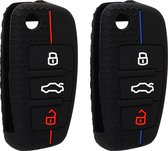 kwmobile 2x autosleutel hoesje - geschikt voor Audi 3-knops autosleutel - Autosleutel behuizing in zwart / rood / zwart / blauw