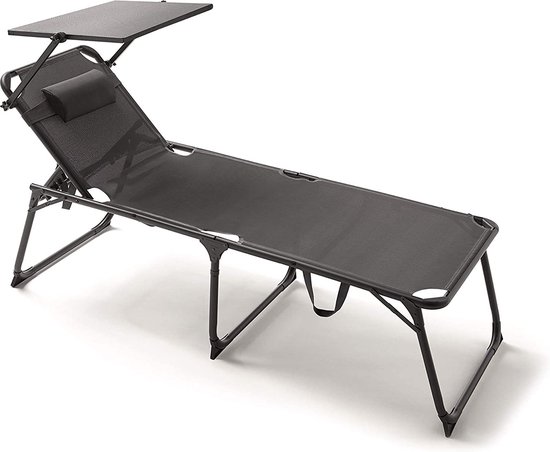 SoBuy OGS45-SCH Opvouwbare Tuinlounger Ligstoel Tuinligstoel Relaxstoel Zwart Draagvermogen 150 Kg