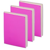 Pakket van 5x stuks notitieblokje roze met zachte kaft en plastic hoes 10 x 13 cm - 100x blanco paginas - opschrijfboekjes