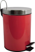 MSV Prullenbak/ poubelle à pédale - métal - rouge - 3 litres - 17 x 25 cm - Salle de bain / WC