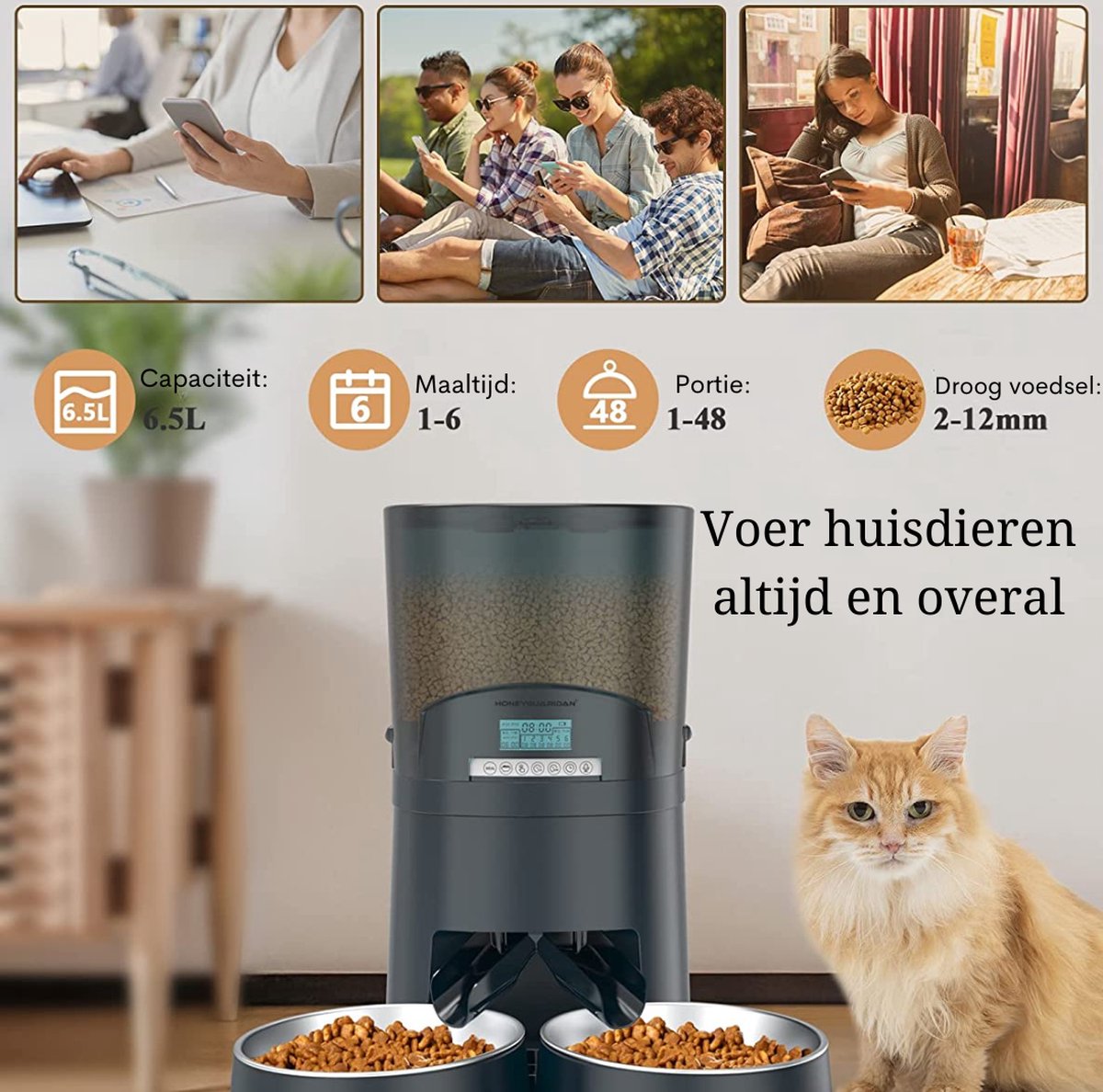Automatische Voerbak Kat - Automatische kattenvoeder - 2.4G - afbeelding 3