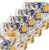 Anna's collection Coussin de chaise fleur - 6x - blanc/jaune - 40 x 40 cm - intérieur/extérieur