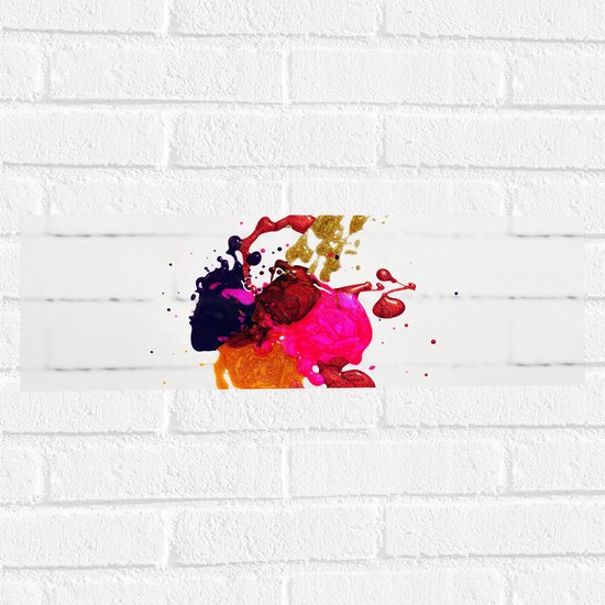 Muursticker - Verfklodders in Verschillende Kleuren op Witte Achtergrond - 60x20 cm Foto op Muursticker