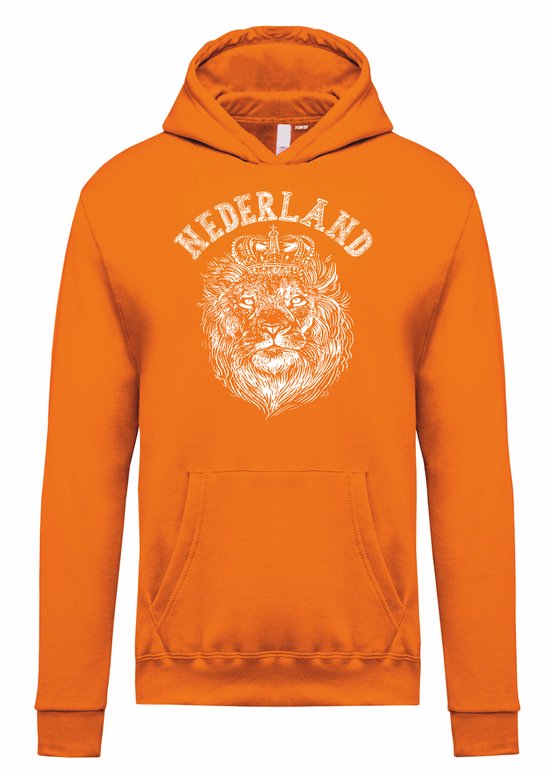 Hoodie Leeuw Print | Koningsdag kleding | oranje hoodie shirt | Oranje | maat XS