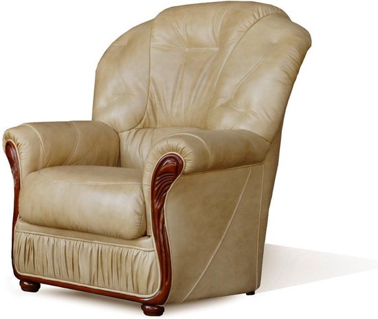 Fauteuil DAPHNE van 100% buffel leer - beige L 83 cm x H 97 cm x D 91 cm