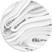 PVC Schuimplaat Muurcirkel - Stapels Gevouwen Witte Bladeren - 60x60 cm Foto op Muurcirkel (met ophangsysteem)