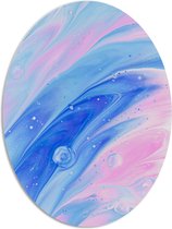 PVC Schuimplaat Ovaal - Mix van Blauwe en Roze Kleuren - 72x96 cm Foto op Ovaal (Met Ophangsysteem)