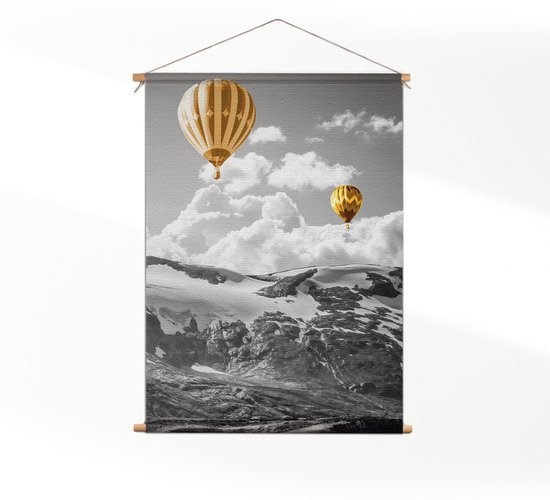 Textielposter De gele Ballon M (55 X 40 CM) - Wandkleed - Wanddoek - Wanddecoratie