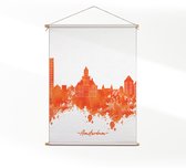 Textielposter Skyline Amsterdam Watercolor Paint L (85 X 60 CM) - Wandkleed - Wanddoek - Wanddecoratie