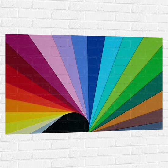 Muursticker - Regenboogkleuren Strepen Patroon - 120x80 cm Foto op Muursticker