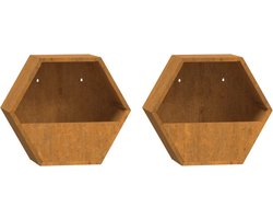 vidaXL - Plantenbakken - wandmontage - 2 - st - 30x10x25 - cm - cortenstaal - roestig