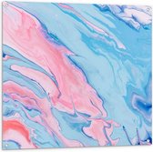 Tuinposter – Mix van Roze en Blauwe Vlekken - 100x100 cm Foto op Tuinposter (wanddecoratie voor buiten en binnen)
