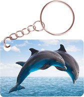 Sleutelhanger 6x4cm - 2 Dolfijnen