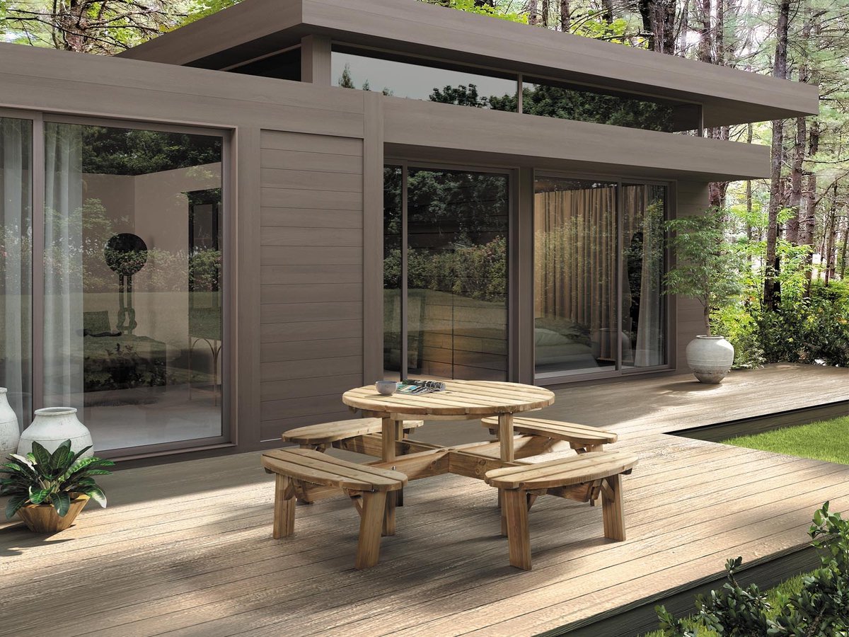 Mobistoxx Ronde picknicktafel TRAPANI 8 personen noorse den/spar - picknickbank - tuintafel thumbnail 6