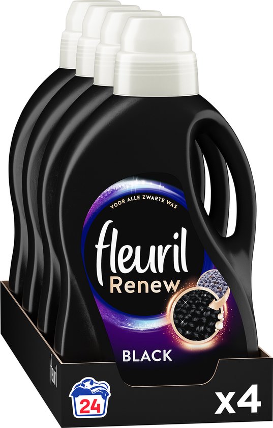 Fleuril Renew Zwart - Vloeibaar Wasmidde l- Zwarte Was - Voordeelverpakking - 4 x 24 Wasbeurten