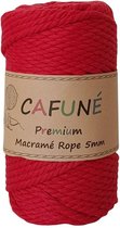 Cafuné Macrame Touw-Premium -Rood-5mm-40 meter-Gerecycled Katoen-Koord-Garen-Triple Twist-Uitkambaar