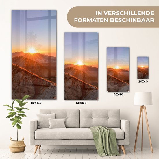 MuchoWow® Peinture sur verre - Berg - Paysage - Soleil - 40x80 cm - Peintures sur verre acrylique - Photo sur Glas