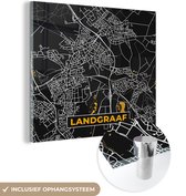 MuchoWow® Glasschilderij 50x50 cm - Schilderij acrylglas - Landgraaf - Black and Gold - Stadskaart - Kaart - Plattegrond - Foto op glas - Schilderijen