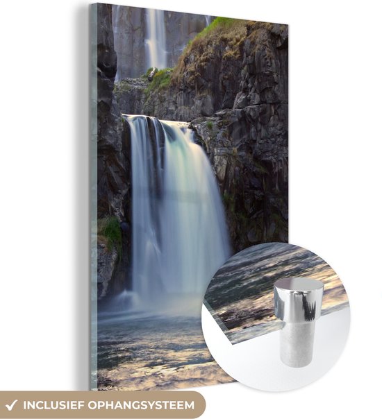 MuchoWow® Glasschilderij - Waterval - Water - Rotsen - Acrylglas Schilderijen - Foto op Glas