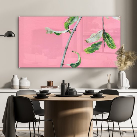 MuchoWow® Peinture sur verre 120x60 cm - Peinture sur verre - Plantes - Été - Rose - Photo sur verre acrylique - Peintures