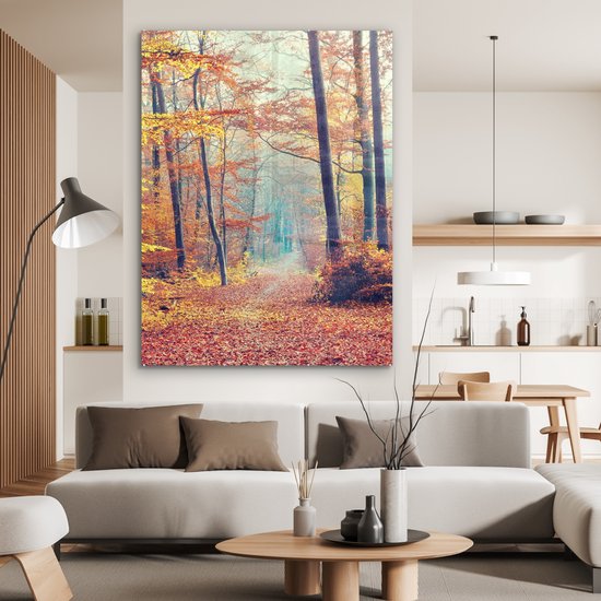 MuchoWow® Peinture sur verre 120x160 cm - Peinture sur verre acrylique - Forêt - Automne - Feuilles - Photo sur verre - Peintures