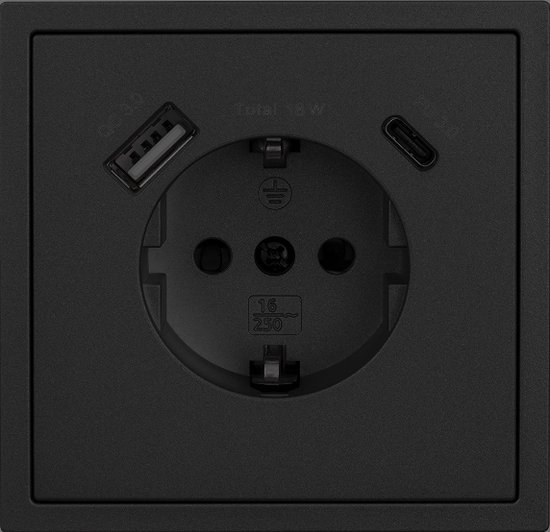 nicotine routine Inspectie Inbouw Stopcontact Zwart - WCD - Geaard - Met Geïntegreerd USB-C/USB-A  Poorten - 18 W... | bol.com