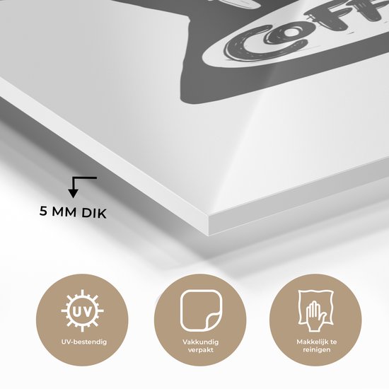 MuchoWow® Peinture sur verre 60x90 cm - Peinture acrylique sur verre - Cafetière - Café - Citations - Photo sur verre - Peintures