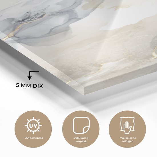 MuchoWow® Peinture sur verre 80x160 cm - Peinture sur verre acrylique - Marbre - Doré - Zwart - Photo sur verre - Peintures