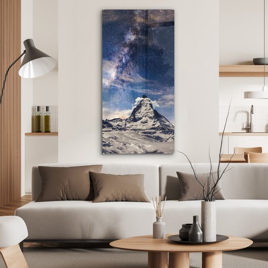 Peinture sur verre - Voie Lactée sur le Cervin en Suisse en hiver - 60x120 cm - Peintures sur Verre Peintures - Photo sur Glas