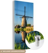 MuchoWow® Glasschilderij 80x160 cm - Schilderij acrylglas - Molen - Lente - Nederland - Foto op glas - Schilderijen